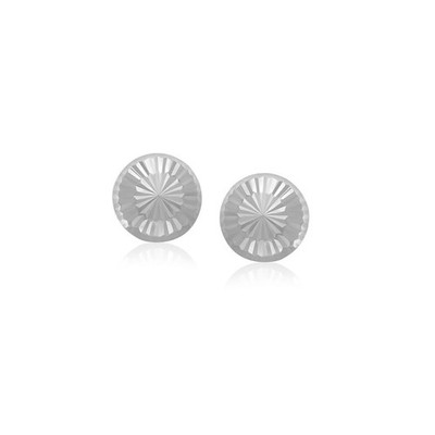 14 Karat Weißgold strukturierte flache Stil Ohrstecker (6 mm)