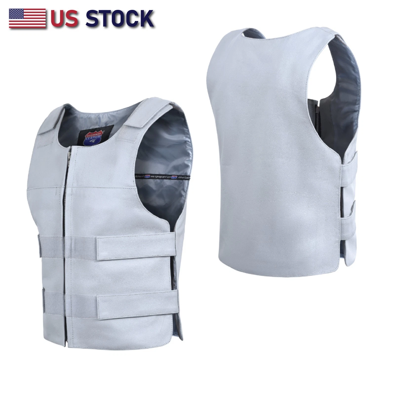 Men’s Gray Leather Motorcycle Vest – Club Style Biker Vest, Bulletproof Look
Opens in a new window o