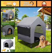 Large Dog House 42" Outdoor Indoor - Elevated Cot Tent with Canopy, Weatherproof