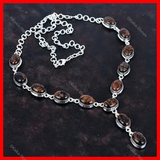 Halloween Deal 925 Silver Mahogany Obsidian Stone Wedding Chain Necklace Jewelry
