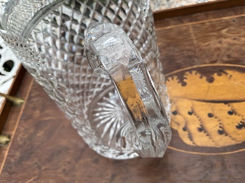 RARE ANTIQUE THOMAS WEBB RUSSELL Cut Glass Jugs 8” & 7” Scalloped Diamonds SIGND - Picture 8 of 23