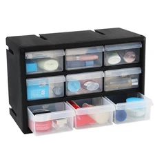Plastic Parts Storage Cabinets with 9 Clear Drawers, Small Desktop Storage Dr...