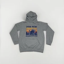 Funny Meme Retro Cat Lover Graphic Hoodie Grey Gray Women’s Sz S