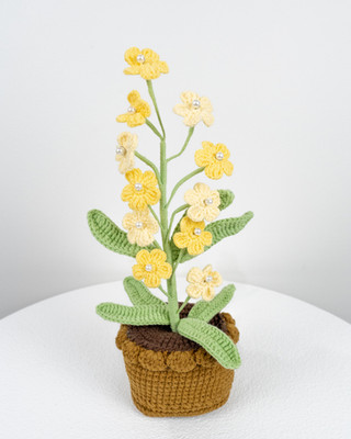 Beautiful Crochet Forget-me-not Flowers In Pot / Knitted Craft Mother's Day Gift