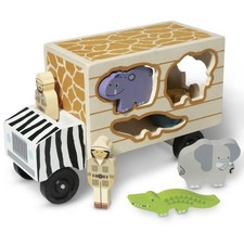 Melissa  Doug Animal Rescue Shape-Sorting Truck - Wooden Toy With 7 pieces