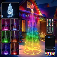 Minetom 6 Ft Smart Christmas Cone Tree 118 C6 LED Lights Star Topper Music