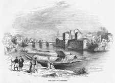 INDIA The City of Kashmir - Antique Print 1846