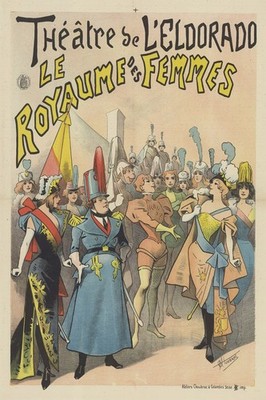  ️ Théâtre de l'Eldorado Le Royaume Des Femmes (1890s) Vintage Style Poster -