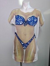 Vintage Body Tease Sexy MY BIKINI Body Cover Up T-Shirt OS Double Graphic *Read