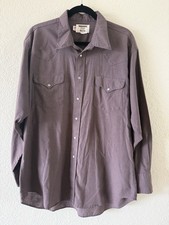 Ruddock Blue/Brown Western Pearl Snap Shirt Size 2XL 18/35 Extra Long Rodeo