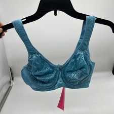 Breezies Wild Rose Lace Seamless Underwire Bra Delphinium Blue, 36 C