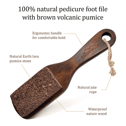 Spazzola Piedi Pietra Pomice Scrubber Legno Pedicure Piedi File con Manico per - Foto 2 di 7