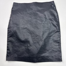 Allsaints Womens Zip Up Knee Length Metal Pencil Skirt Sz 8 Black