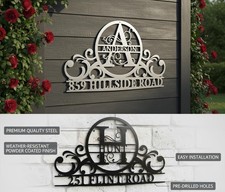 Personalized Family Name Metal Sign   Custom Monogram Address Plaque