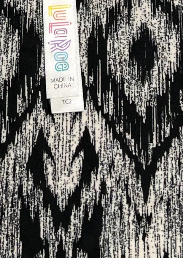 Леггинсы LuLaRoe TC2 Tall Curvy 2 для Хэллоуина ЧЕРНЫЕ Современные Дерево КОРА Икат Полоса - Изображение 4 из 4