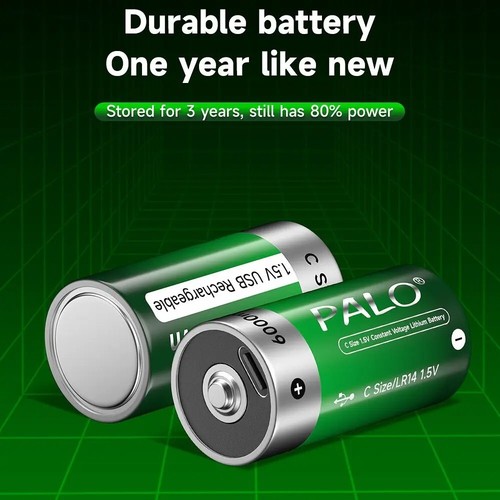 Size 1.5V C Cell Batteries Li-ion Battery Small Rechargeable Lithium Battery USB - Picture 13 of 16