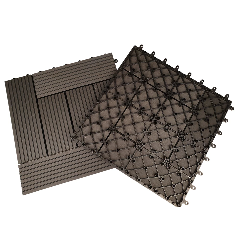 WPC Terrassenfliesen 30x30cm Kunststoff Balkon Pool Garten Dielen Klickfliesen - Bild 3 von 4