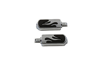 Chrome Flame style foot Pegs Touring Softail footpegs for HARLEY Davidson - Picture 1 of 2