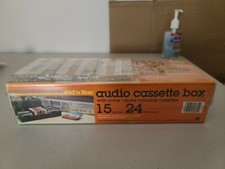 Vintage 80's Add'n Stac Cassette Storage Boxes Seafoam White