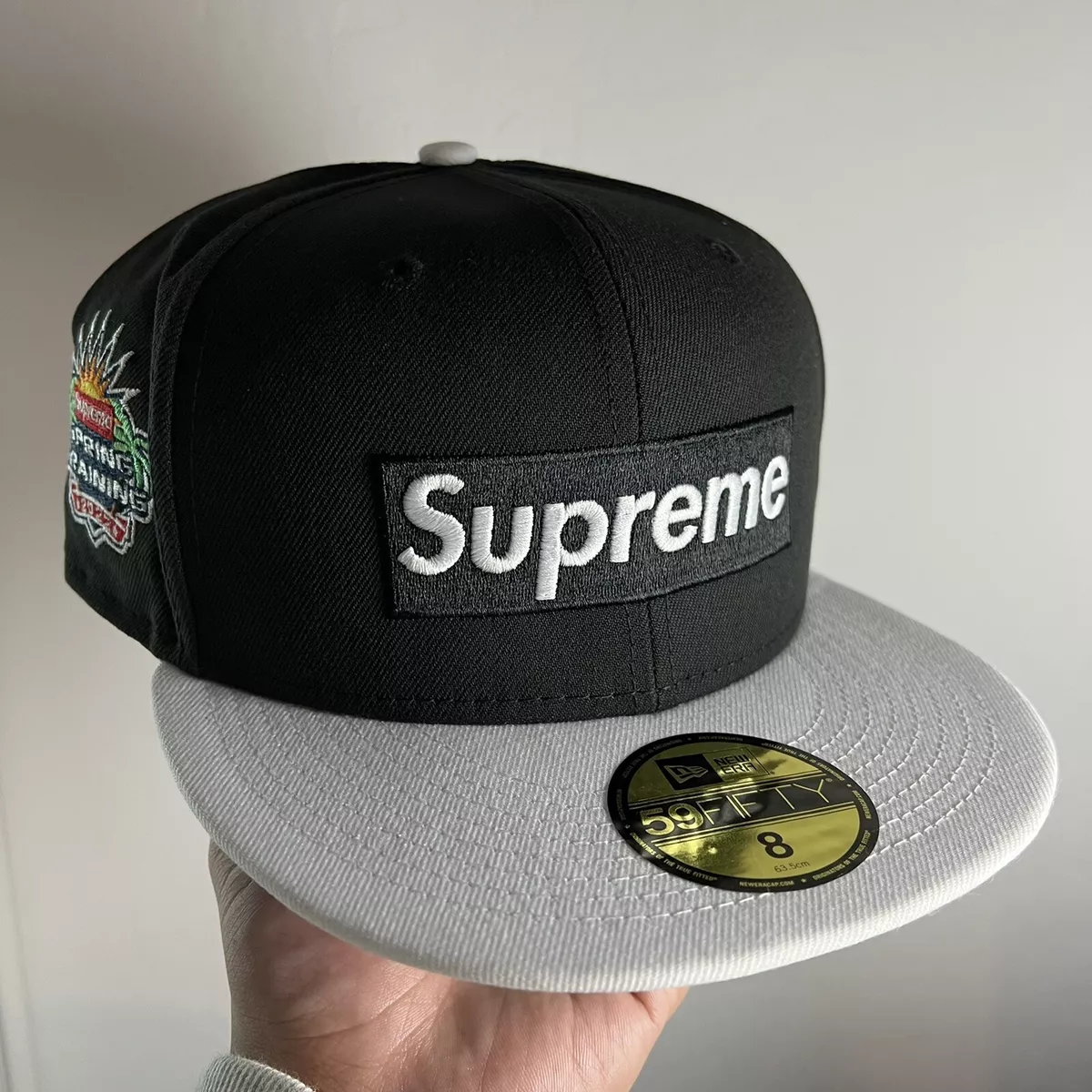 Supreme Box Logo New Era Fitted Black 8 Two 2 Tone White Grey Spring  Training