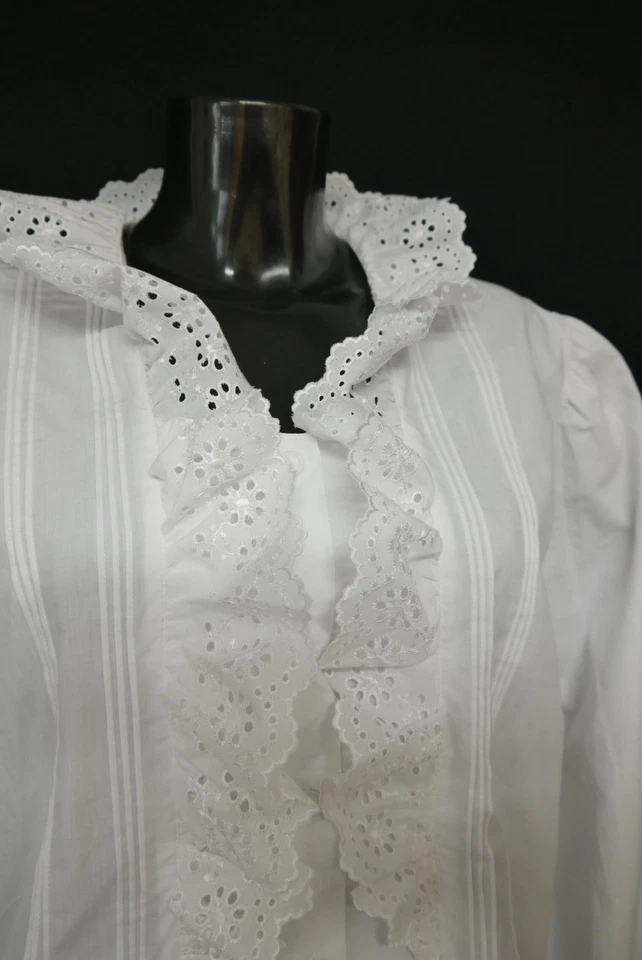 Gr.50 Trachtenbluse weiß Bluse für Dirndl C&A mit Spitze Stickerei TB10198 - Bild 2 von 4