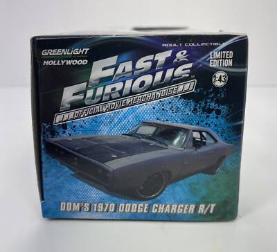 GREENLIGHT 1/43 Scale 1970 Dodge Charger R/T “DOMS …Fast & Furious GREENLIGHT 1/43 Scale 1970 Dodge Charger R/T “DOMS …Fast & Furious