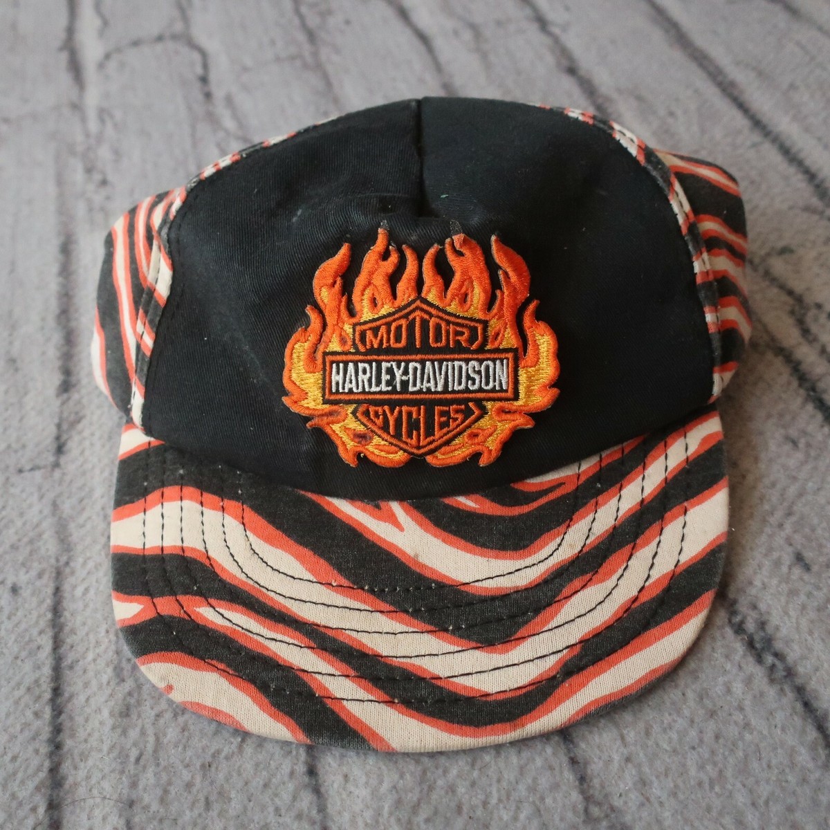 Vintage 80s Harley Davidson Stripe Snapback Hat Cap Made in USA