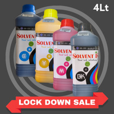 Tinta solvente ecológica 4Lt para impresora Roland Mimaki Agfa SOLJET Versa C M Y K 4Lt.
