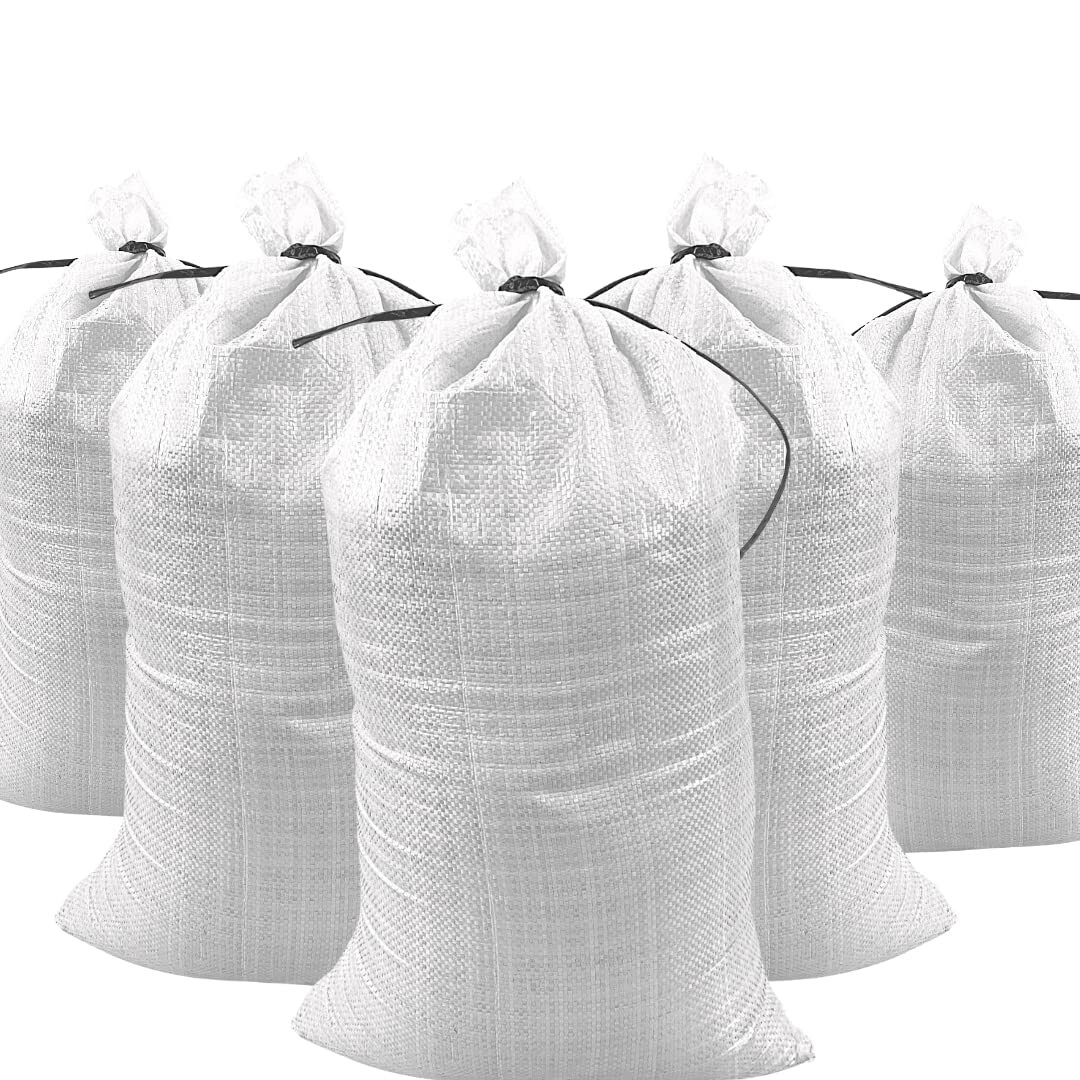 DURASACK Heavy Duty Empty Sand Bags with Tie Strings - Woven Polypropylene