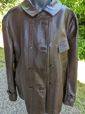 Ancien manteau veste travail cuir coat années 50 60 Le Corbusier