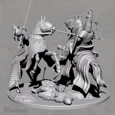 1/35 Resin Figure Model Crusader Knight Duel 3d Printing Unassembled Unpainted