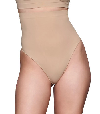 Skims Beige High waist Seamless Body Shaper panty thong S/M New Stay Up Panty
