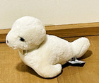 Russ Berrie Seal White Mini Plush Rattle 5" Stuffed Vtg Bow #4101