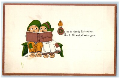 c1910's Easter Dutch Kids Hymns Book Wall Unposted Antique Postcard