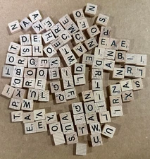 Scrabble Deluxe TRAVEL Wood Letter Tile Set Complete Pack of 100 Tiles Small New