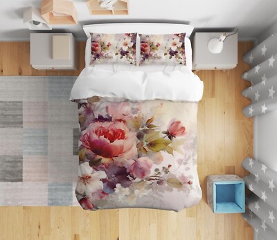 3D Pink Flower A2486 Bed Pillowcases Quilt Duvet Cover Set Queen King Amy 23