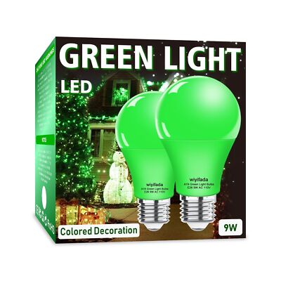 Wiyifada 2 Pack A19 LED Green Light Bulbs,110V E26 Christmas Green LED Lights...