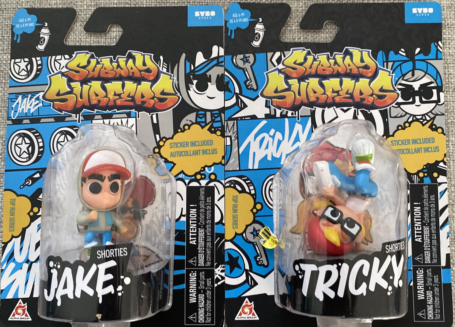 LOT OF 2 Subway Surfers Tricky / Jake Figures with Stickers