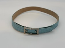 Escada Vintage Belt Womens Size 38 Textured Leather Light Blue Made In Italy