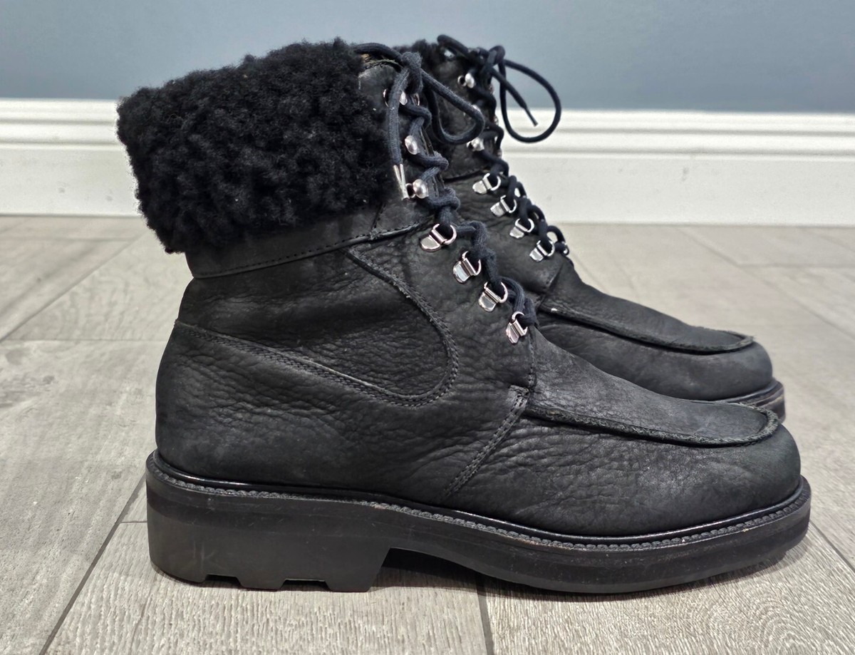 Cole Haan  Black Suede Faux Fur Lined Chukka Ankle Boots Lace Up C20842 Size 10 Amazon.com | Cole Haan Men main image 3