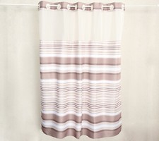 Hookless Striped Shower Curtain with Liner - Brown H454677 -