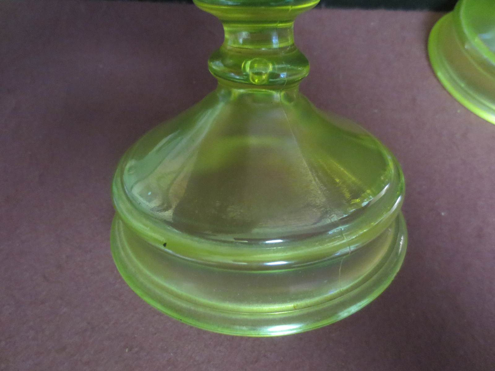 SCARCE NORTHWOOD CANARY YELLOW VASELINE GLASS CANDLESTICKS 5 RING SPINDLE NICE eBay