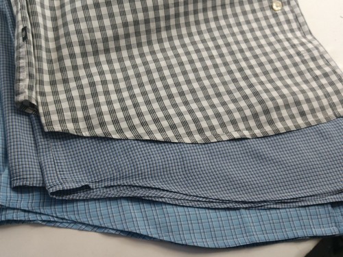 3 Chaps Men's Short Sleeve Button Down Shirts Blue White Black Plaid Size L - Picture 11 of 11