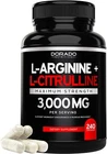 L-Arginine 1000mg L-Citrulline 2000mg 240Caps Amino Acid Non GMO/Gluten Free