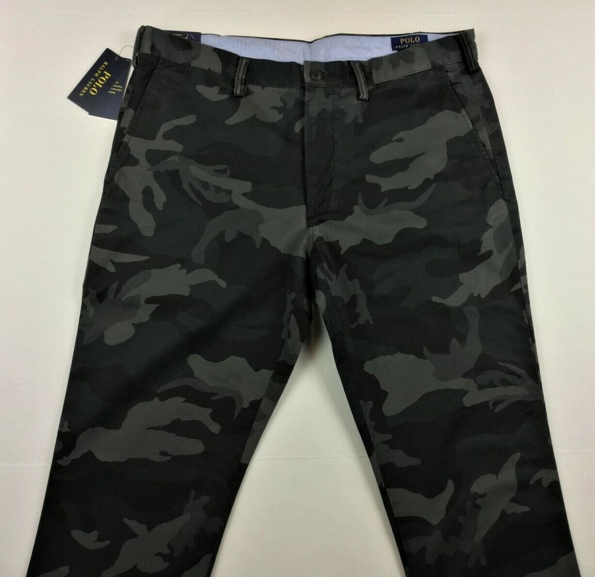 Polo Ralph Lauren Men Military Army Black Camo Stretch Straight