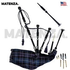 Matenza Great Highland Bagpipes Pride of Scotland Tartan, Silver Mounts/Acc.