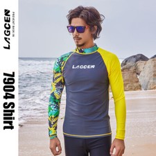 MEN'S RASH GUARDS LONG SLEEVED SURF SNORKELING WATER SPORTS SWIM TOP SHIRTS 7904