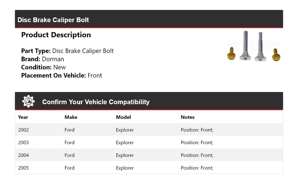 Pinza de freno de disco delantera para Ford Explorer Dorman 2002-2005 2003 2004 Foto 2 de 4
