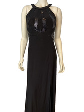 Morgan  Co. Black Halter Top Sleeveless Long Black Dress Embellished Size 11/12