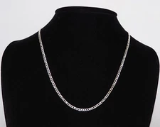 Solid 925 Sterling Silver Curb Chain Necklace 3mm, 20” long Made In  Italy NEW